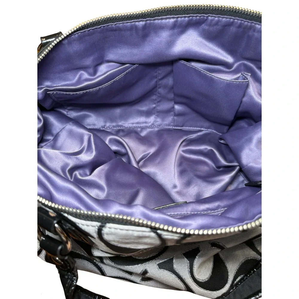 Coach Poppy Glam Tote 17890 Black Gray Signature‎ Shoulder Bag Canvas 2011 Clean